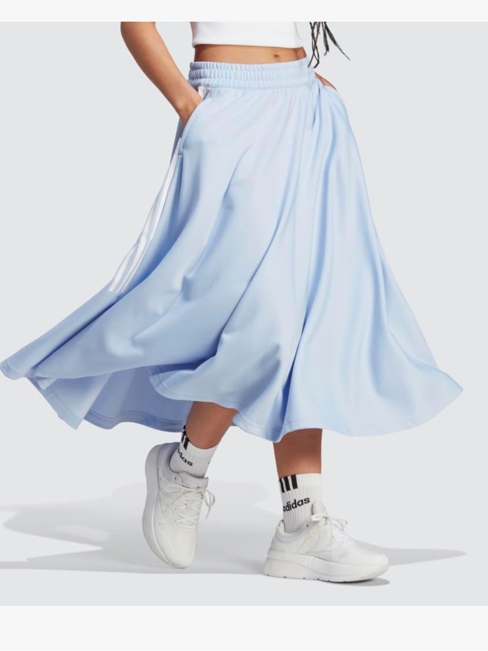 adidas Light Blue Maxi Skirt with Side Stripes